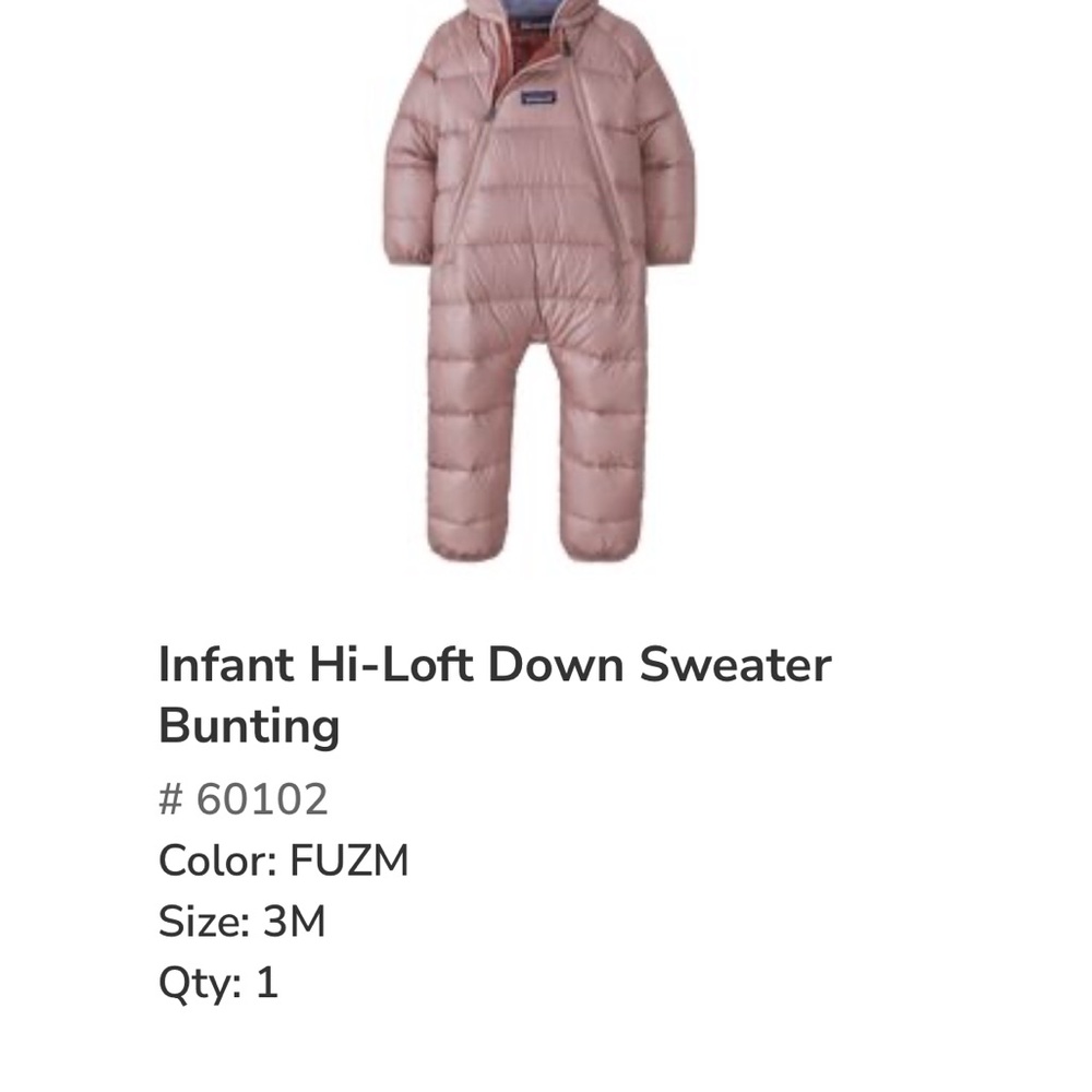NWT Patagonia Infant Puffer Bunting - Metallic Pink - Picture 8 of 8